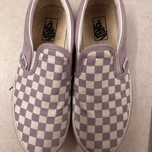 Vans girls size 3 purple and white checkered slip on sneakers